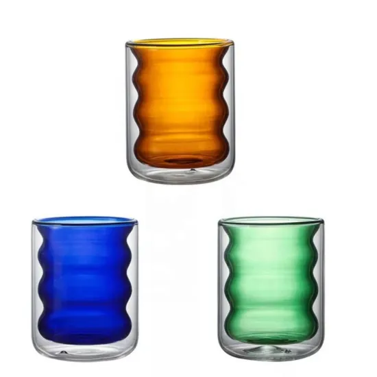 Double layer Clear Glass Coffee Juice Milk Cup