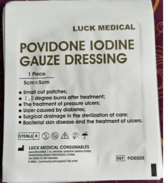 Povidone Iodine Gauze Dressing 5X5