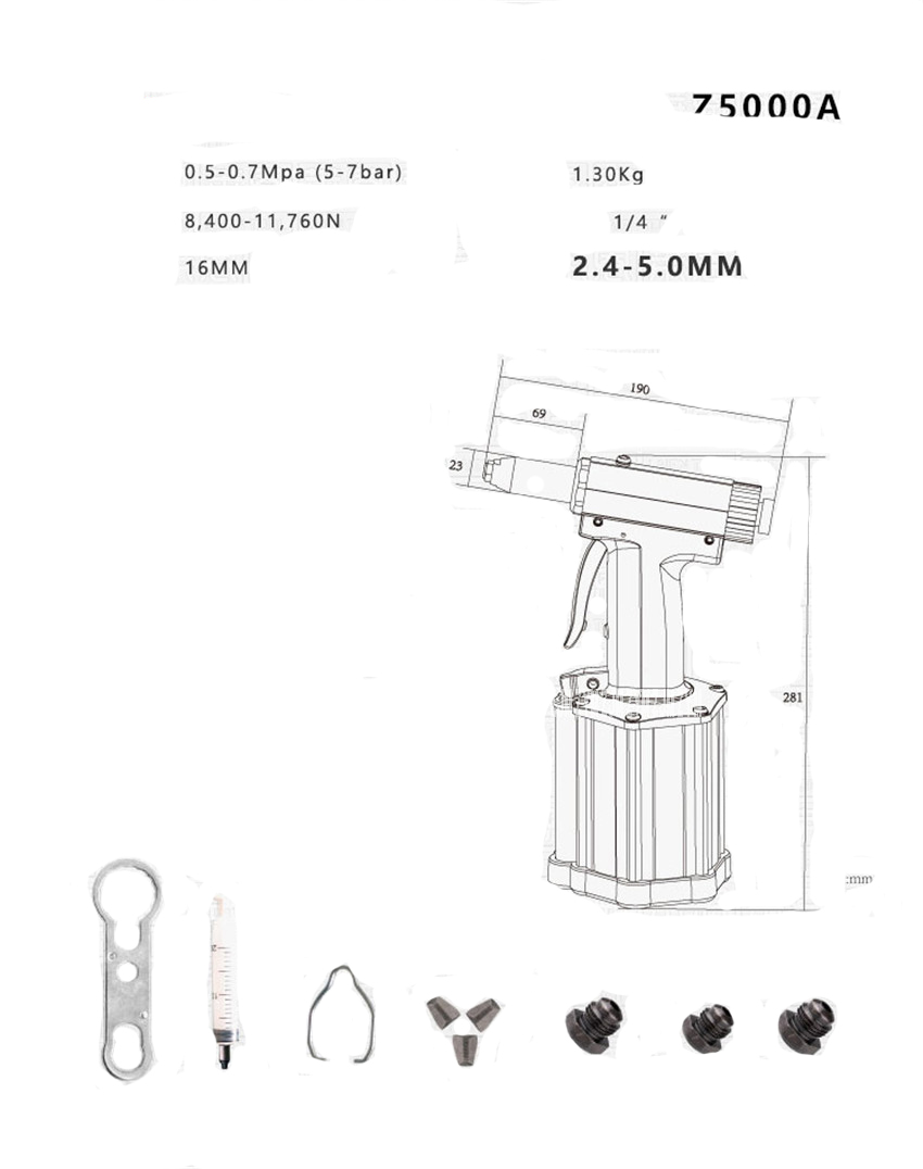 Z5000a Commercial Pneumatic Rivet Gun Hydraulic Riveting Tool Air ...