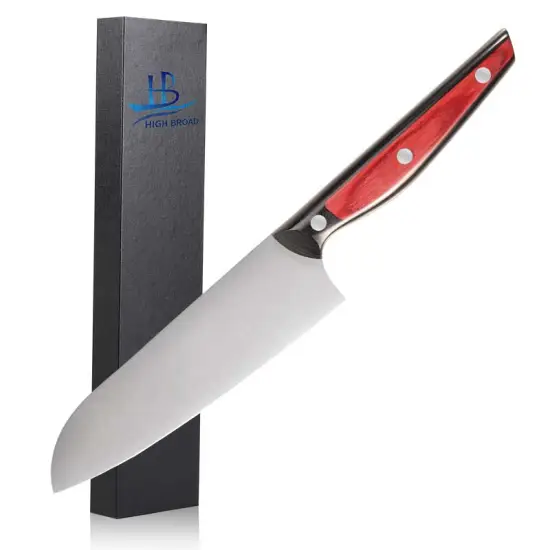 Professional 7 Inch Classic Pattern Japanese Santoku Knife with VG-10 Steel for Chefs