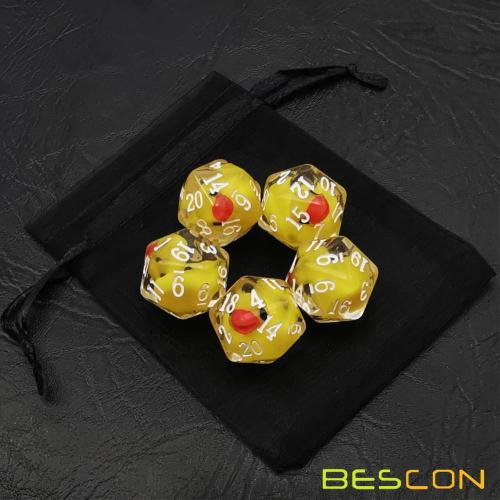 Bescon Yellow Duck 20 faces jeu de 5, Duck D20 5pcs