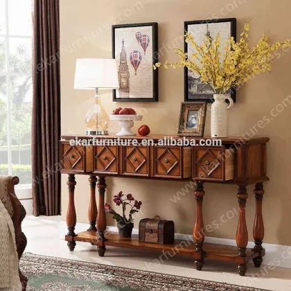 Wood carving furniture, wood entrance table with mahogany