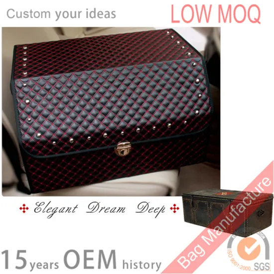 2016 Fashion car trunk tidy box luxury leather for car