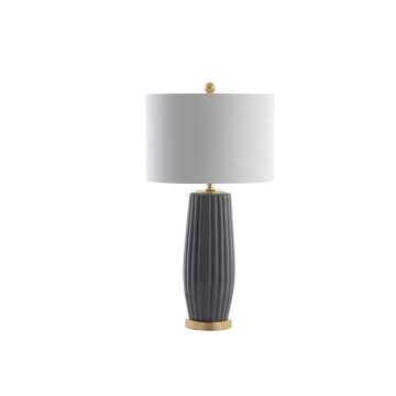 Custom Grey Ceramic Table Lamp with Gold Stand - Affordable Indoor Decor for Hotels, Homes, and Nightstands in Japan