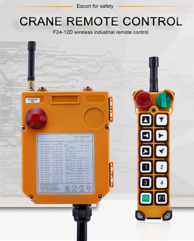 Remote Control F24-12D: 12-Button Wireless Crane Radio for Industrial Use
