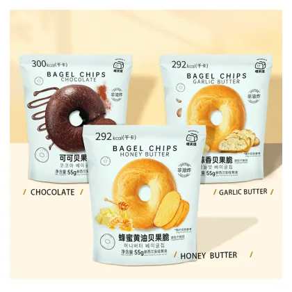 Delicious Bagel Chips: Chocolate, Honey, and Garlic Flavors