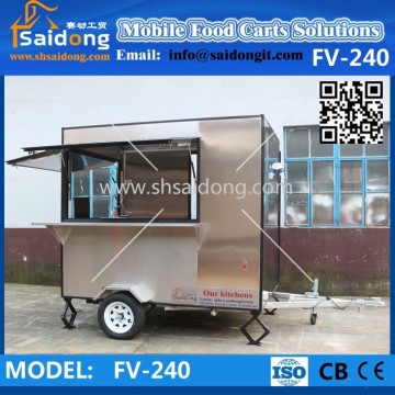 Stainless steel mobile beverage trailer- snack food van-mobile food vending cart