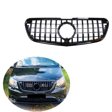 Black GT Panamericana Grille Prumper Grille مع ثقب الكاميرا لـ Mercedes-Benz V-Class/Vito Van (2016-2019)