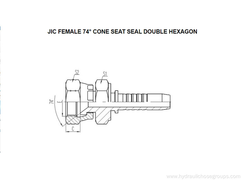 JIC Female 74° Cone Double Hexagon 26711D