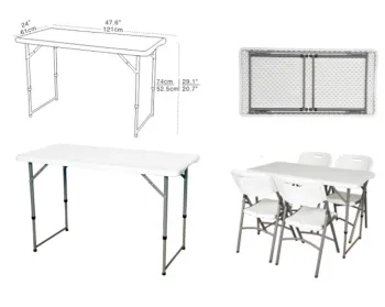 2023 New Design Adjustable White Plastic Folding Table for Camping