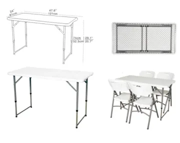 2023 New Design Adjustable White Plastic Folding Table for Camping
