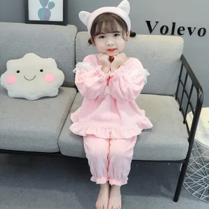 Autumn and Winter Flannel Pajamas for Baby Girls