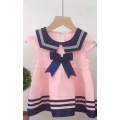 Summer colorido Bowknot Sailor Collar Baby Girl Vestido
