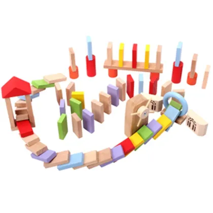 98 pcs wooden domino toys set,Popular wooden domino toy game set for kids