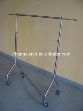 Moveable stainless steel Z shape garment rack with casters