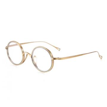 Gafas de diseñador de oro redondo de titanio para hombres