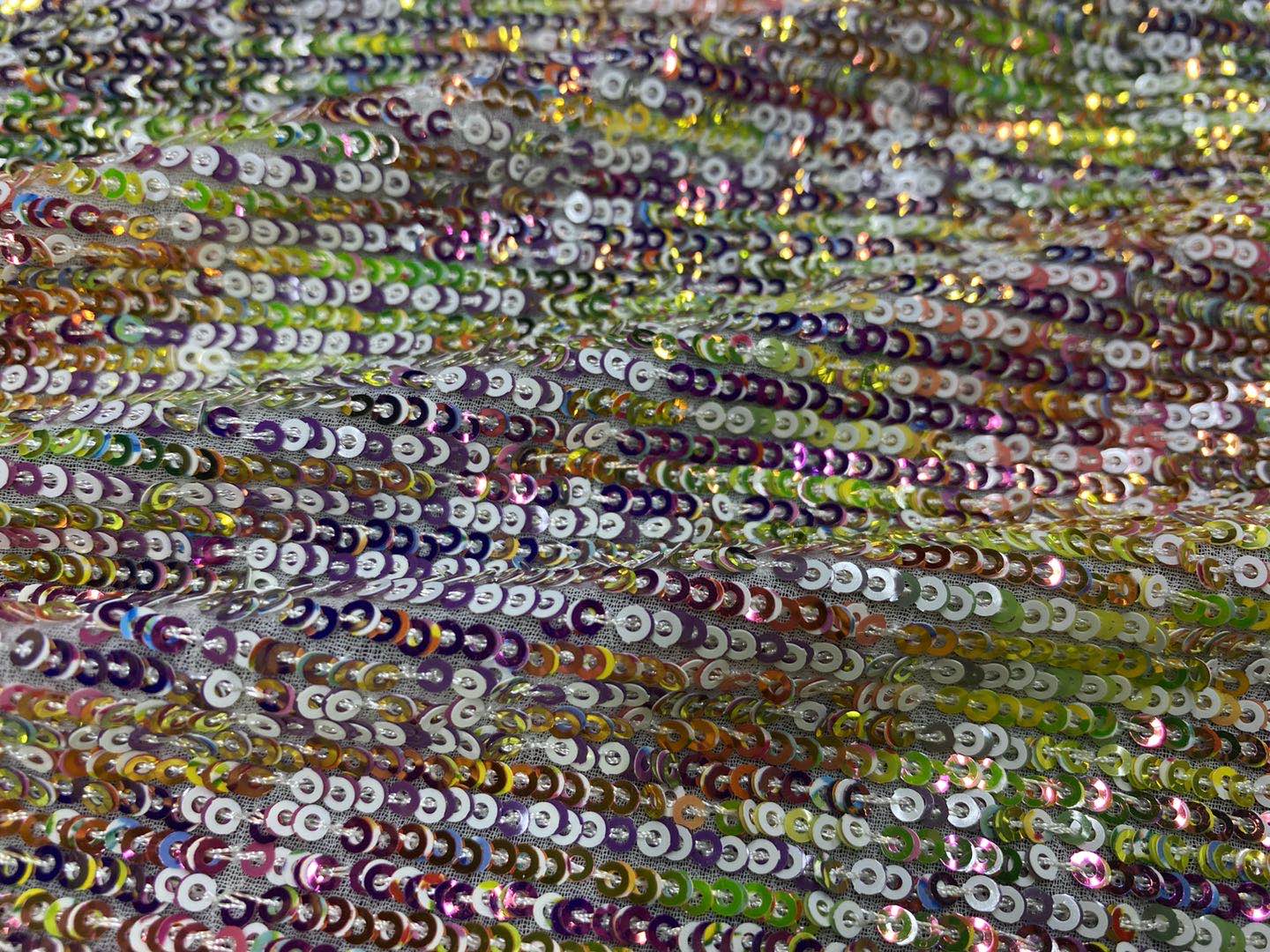 Shine 3MM Print Sequins Chiffon Embroidery Fabric
