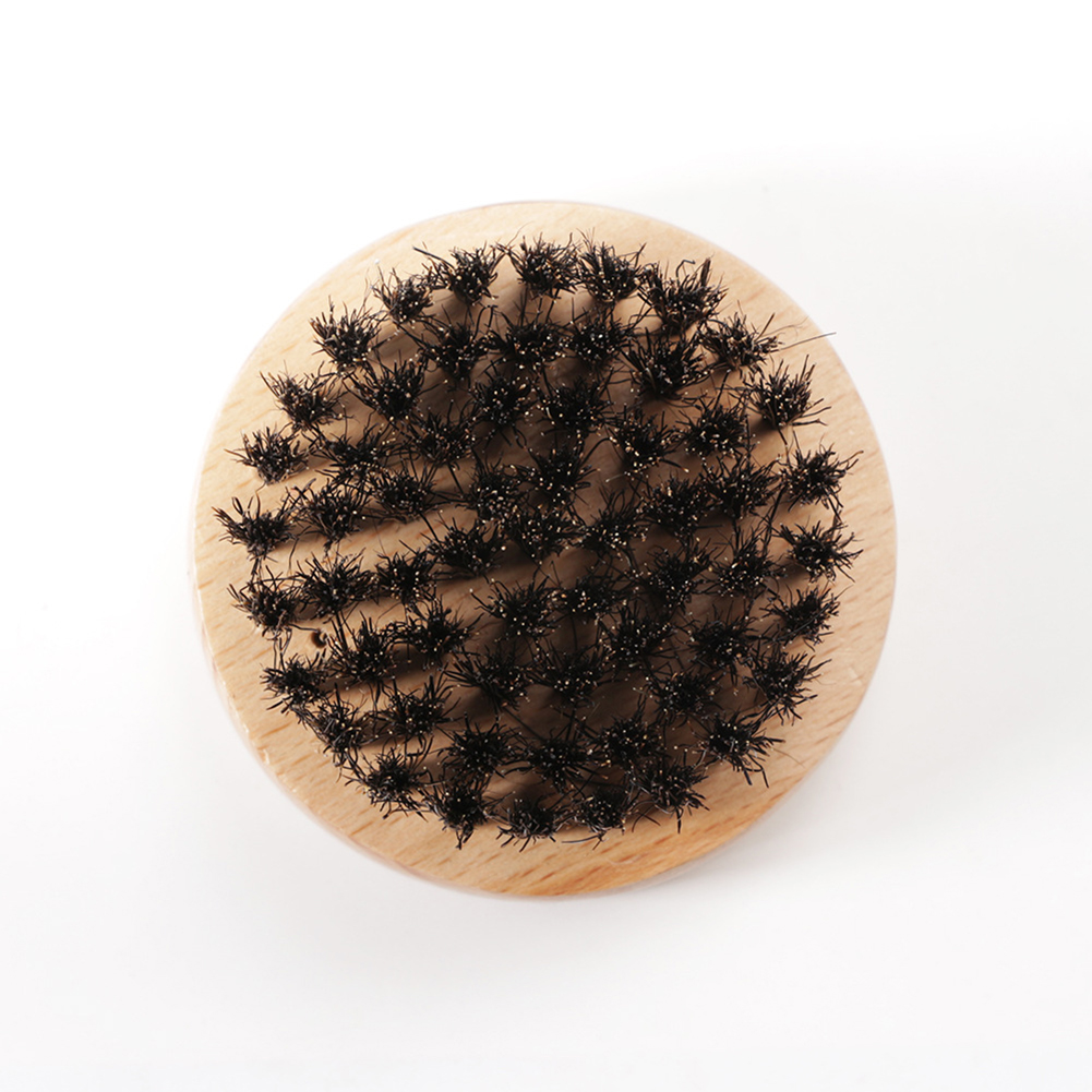 Portable Men Wooden Round Handle Face Hair Mustache Beard Shaving Brush Comb