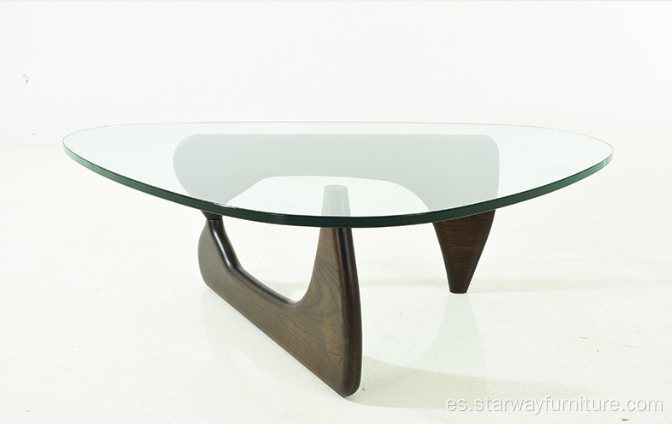 Muebles modernos Triangle Glass Wood Mesa de café Noguchi