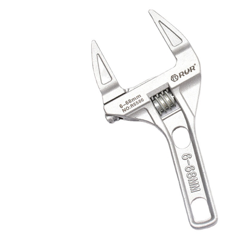 High quality bathroom water pipe repair tool aluminum alloy large opening short handle adjustable dual purpose wrench