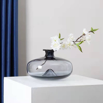 Factory Wholesale Modern Simple Oblate Shape Glass Vase