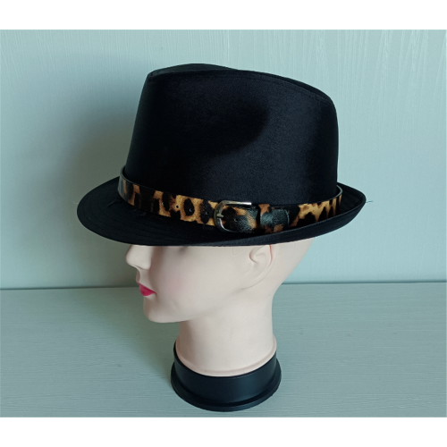 Sombrero Fedora de poliéster sólido personalizado con cinturón de leopardo