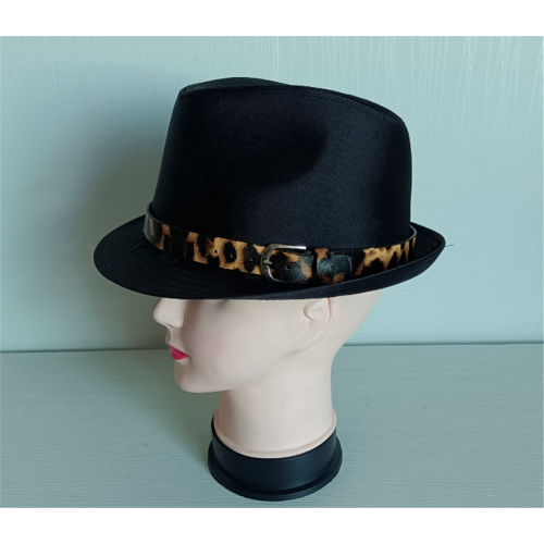 Maßgeschneiderter Fedora-Hut aus festem Polyester mit Leopardengürtel