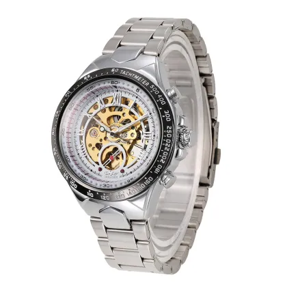 Good Quality Mechanical Skeleton Watches for Men: SLZ46-S Automatic Watch with Silver Stainless Steel Band