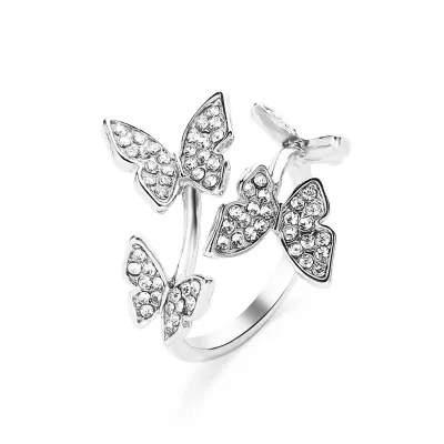 High Quality Diamond Charm Ring for Women - Elegant Bling Butterfly Ring