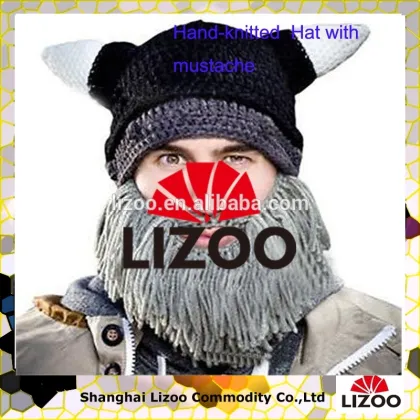 Men Knit Viking Beard/Mustache Hat Beanie