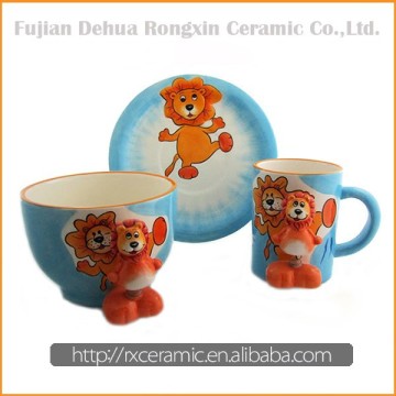 Cute lion design hand-painted ceramic china dinnerware set
