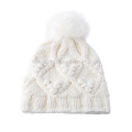 China Lady Winter Warm Fashion Knitting Boucle Bobble Hat Manufactory