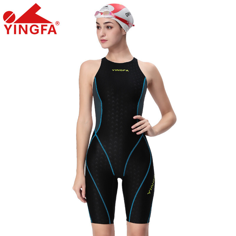 Yingfa 953 new Professional Women Swimsuit One Piece Swimwear Racing Competition Tights Sharkskin SharkSkin knee swimsuit