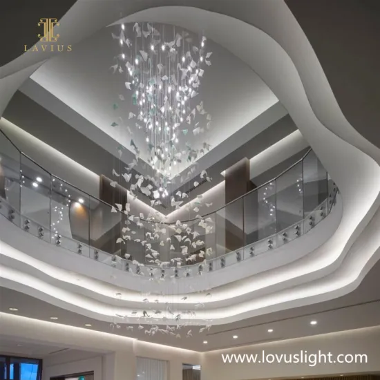 Popular Crystal Chandelier Mall Custom Remote Control LED RGBW Fiber Optic Crystal Chandelier for Ktv/Hotel/Shopping Center