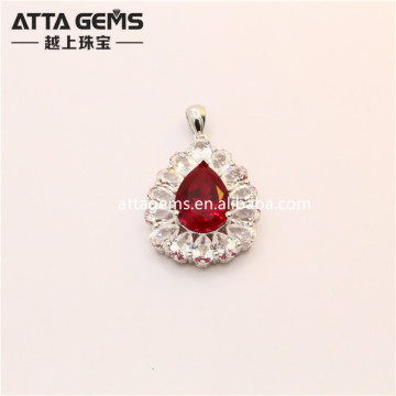 beautiful synthetic ruby sapphire 925 silver pendant for girl