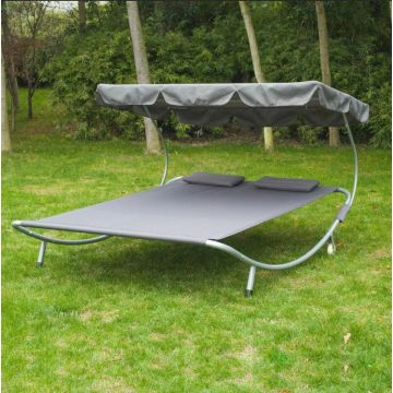Outdoor Courtyard Bed Durable Steel Stand Chaise Lounge Hammock Factory
