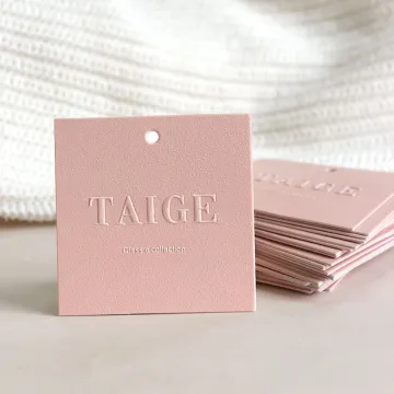 Custom Pink Granular Texture Blind Embossed Price Tags for Clothing