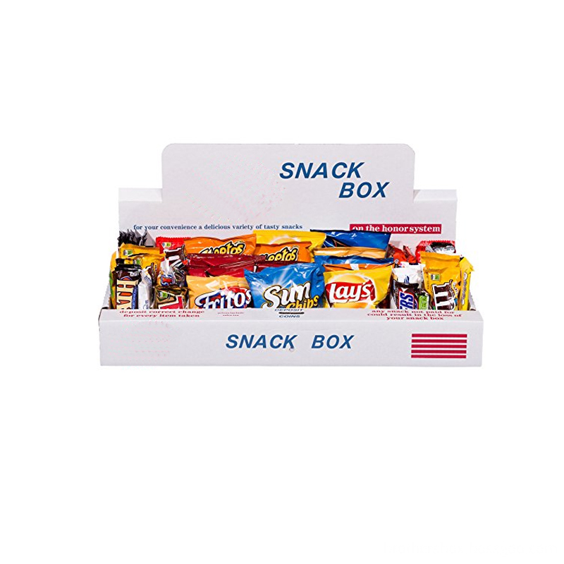 White Snack Display Box with Printed
