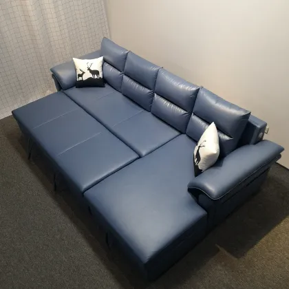 Classic Style L Shape Leather Sofa Set - Sectional and Functional Sofa Cum Bed for Home