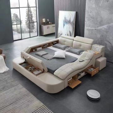 Extendable Storage Smart Beds with Massage Feature in Synthetic and Genuine Leather with Drawers