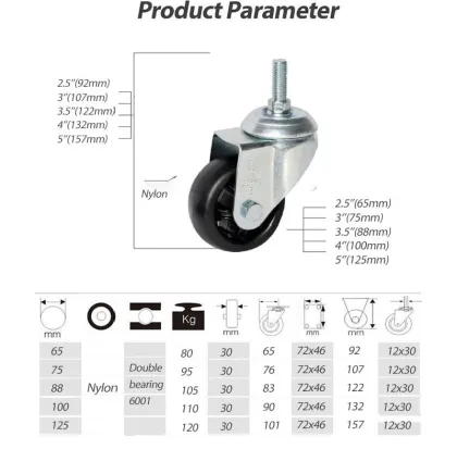Threded Stem Swivel Casters Oven Trolley Universal Wheel