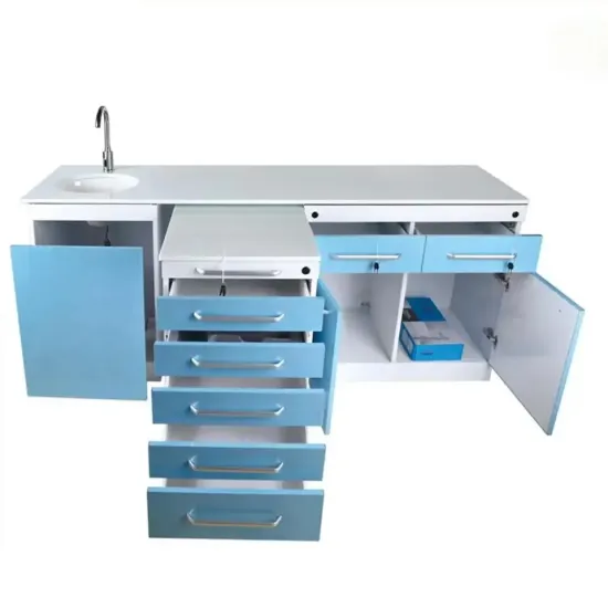 Stainless Steel Dental Clinic Cabinet with Marble Table and Ceramic Sink