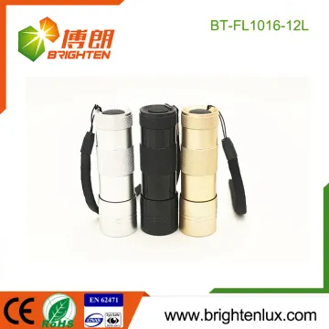 Factory Supply 3*AAA dry battery Powered Housing Pocket Cheap Metal 12 led Flashlight