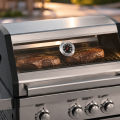 Parrilla de barbacoa de gas propano líquido de lujo con 4 quemadores, ventana de vidrio panorámica y quemador lateral integrado