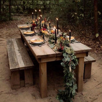 Wooden Folding Outdoor Dinner Table for Events and Weddings