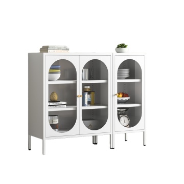 Living Room Multipurpose Metal Cabinet with Glass Doors: Durability and Style Combined