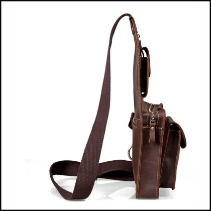 Vintage genuine leather men sling bag