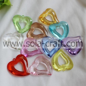 10*44*46MM Clear Colorful China Heart Charm Beads Pattern
