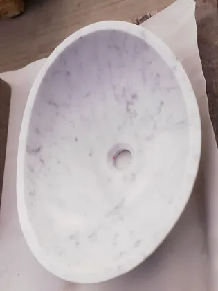 Guangxi white round marble vessel sink