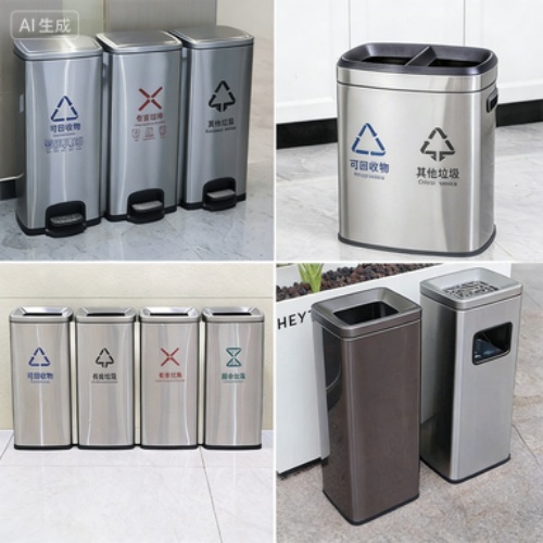 Commercial Stainless Steel Waste Bin with Ashtray